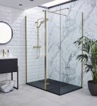 Kartell Ottone Brushed Brass Wet Room Screen (700mm - 1200mm Available)