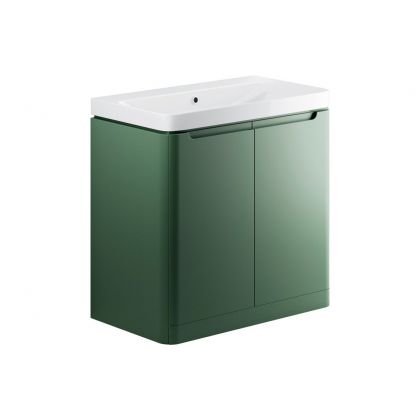 Lambra Floor Standing 800mm 2 Door Vanity Unit & Basin - Matt Sage Green