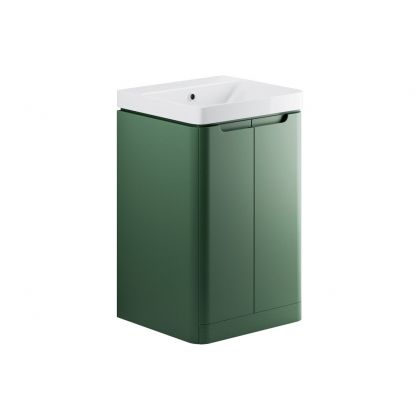 Lambra Floor Standing 500mm 2 Door Basin Unit & Basin - Matt Sage Green